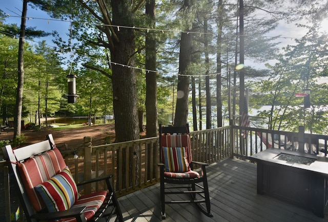 12B Trues Point Rd, New Gloucester, ME 04260 - wooden deck with view of wooded area