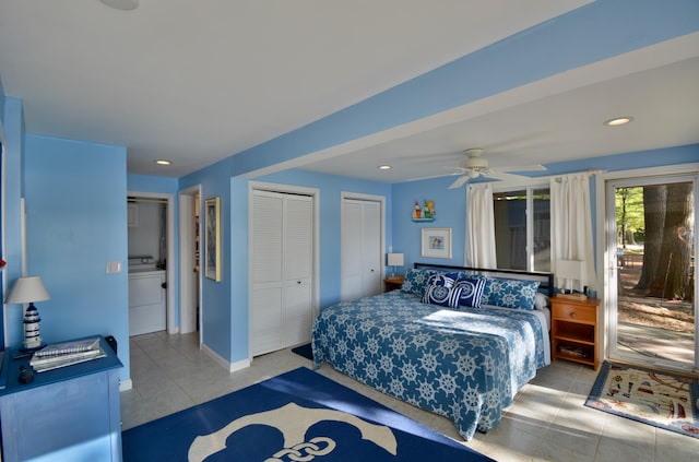 12B Trues Point Rd, New Gloucester, ME 04260 - bedroom with tile patterned floors, multiple closets, recessed lighting, and baseboards