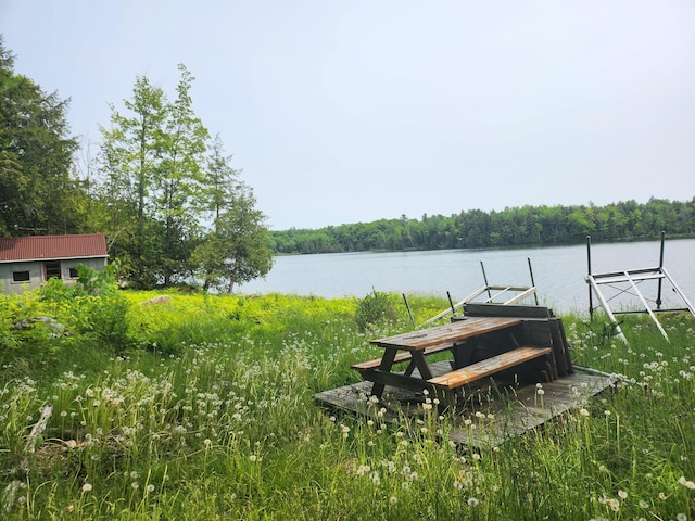 75 Snow Goose Ln, Dexter, ME 04930 - dock area with a water view and a wooded view