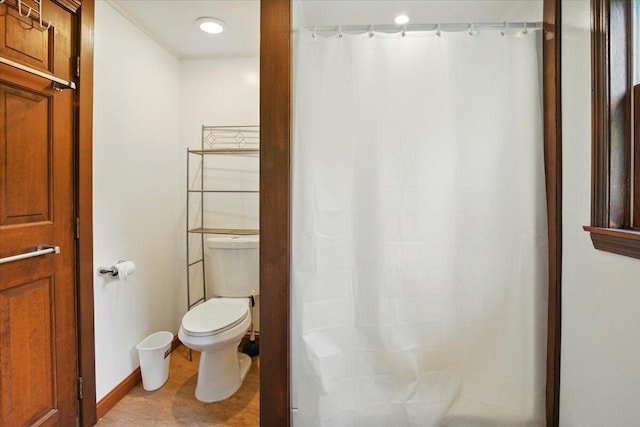 473 Davenport Hill Rd, Jay, ME 04239 - bathroom with toilet and curtained shower