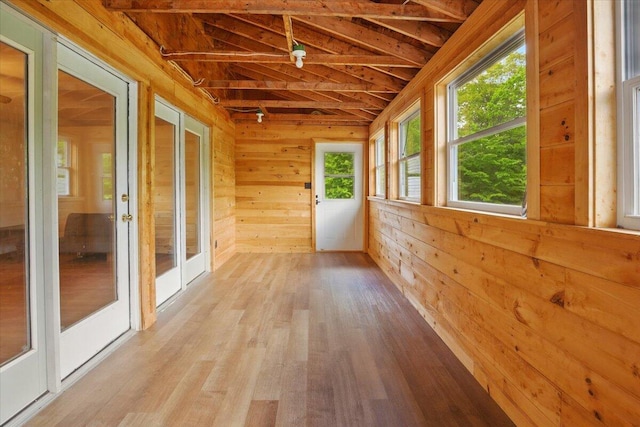 473 Davenport Hill Rd, Jay, ME 04239 - unfurnished sunroom with wooden walls and wood finished floors