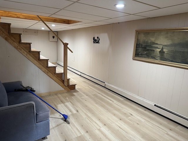 114 Summit Ave, Farmington, ME 04938 - finished basement with stairs, wood finished floors, and recessed lighting