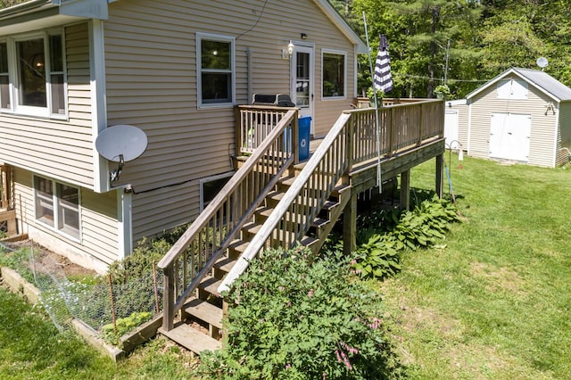 1007 Old Stage Rd, Woolwich, ME 04579 - wooden terrace featuring stairway and a yard