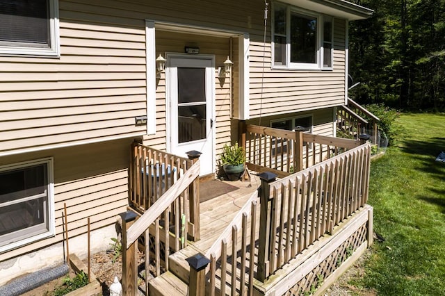 1007 Old Stage Rd, Woolwich, ME 04579 - deck with stairs and a yard