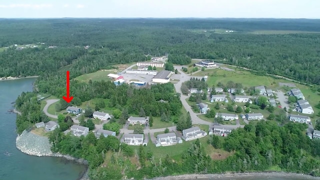 27 Misty Harbor Ln Unit 210, Cutler, ME 04626 - aerial view of property and surrounding area with a forest and a nearby body of water