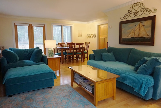 27 Misty Harbor Ln Unit 210, Cutler, ME 04626 - living area featuring crown molding and light wood-type flooring