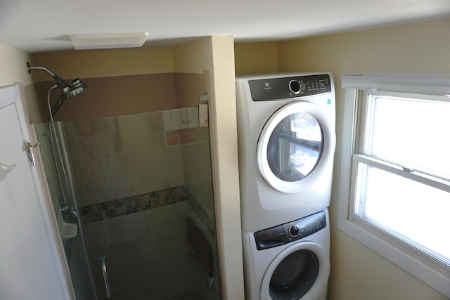 27 Misty Harbor Ln Unit 210, Cutler, ME 04626 - laundry area featuring estacked washer and dryer