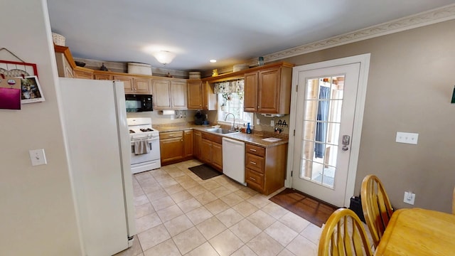 34 Sandy Acres Dr, Sullivan, ME 04664 - kitchen with white appliances and light tile patterned floors