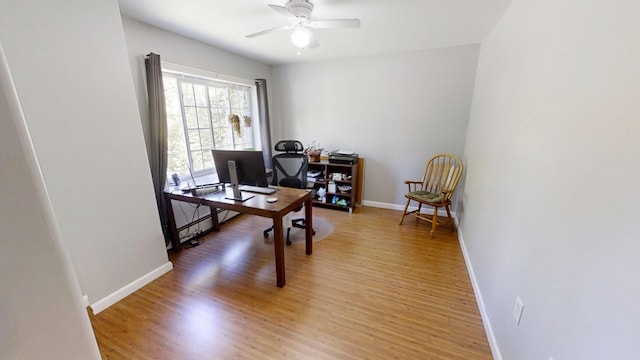 34 Sandy Acres Dr, Sullivan, ME 04664 - office area featuring light wood finished floors and ceiling fan