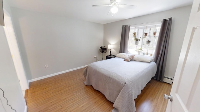 34 Sandy Acres Dr, Sullivan, ME 04664 - bedroom featuring light wood-type flooring, ceiling fan, and baseboard heating