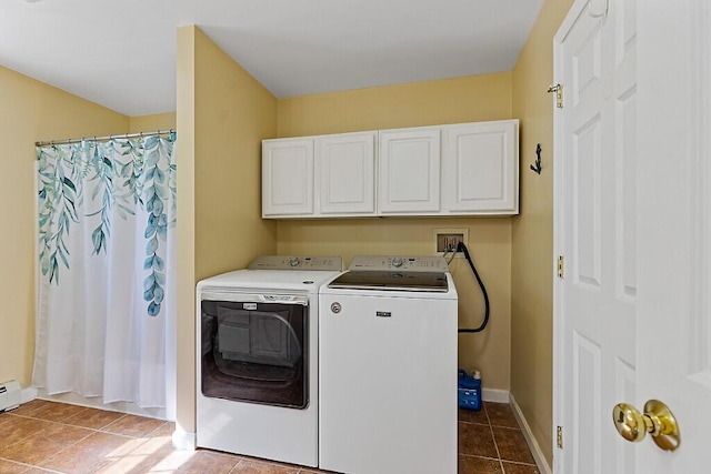 40 Guptill Rd, Belgrade, ME 04917 - washroom featuring cabinet space, washer and clothes dryer, and tile patterned floors