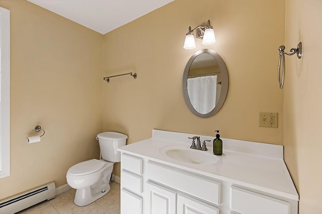 40 Guptill Rd, Belgrade, ME 04917 - full bathroom with a baseboard heating unit, vanity, and tile patterned floors