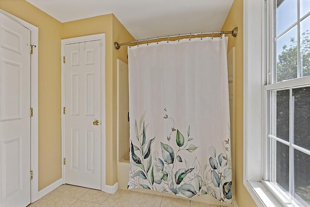 40 Guptill Rd, Belgrade, ME 04917 - bathroom with tile patterned floors and shower / tub combo