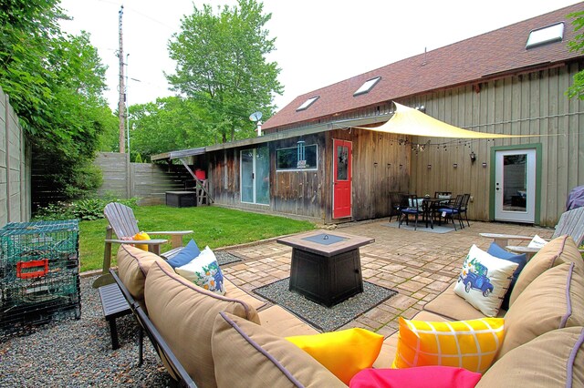 14 Jude Ln, Ellsworth, ME 04605 - view of patio / terrace featuring an outdoor living space with a fire pit and outdoor dining space