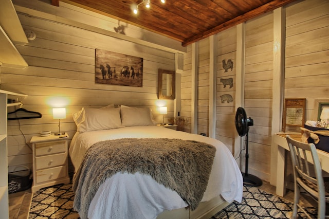 14 Jude Ln, Ellsworth, ME 04605 - bedroom with wood walls and wooden ceiling