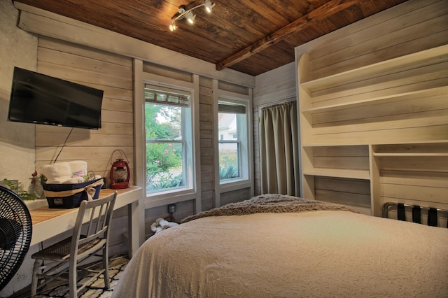 14 Jude Ln, Ellsworth, ME 04605 - bedroom featuring wooden ceiling and wooden walls