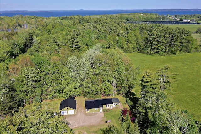 3 Reeds Ln, Belfast, ME 04915 - aerial view of property and surrounding area with a heavily wooded area