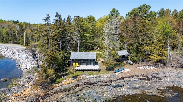 459 Main Rd, Islesboro, ME 04848 - aerial view of property and surrounding area with a heavily wooded area and a large body of water