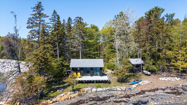 459 Main Rd, Islesboro, ME 04848 - view from above of property with a heavily wooded area
