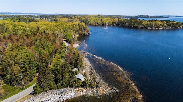 459 Main Rd, Islesboro, ME 04848 - drone / aerial view of a nearby body of water and a heavily wooded area