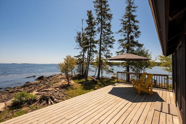 459 Main Rd, Islesboro, ME 04848 - wooden deck featuring a water view