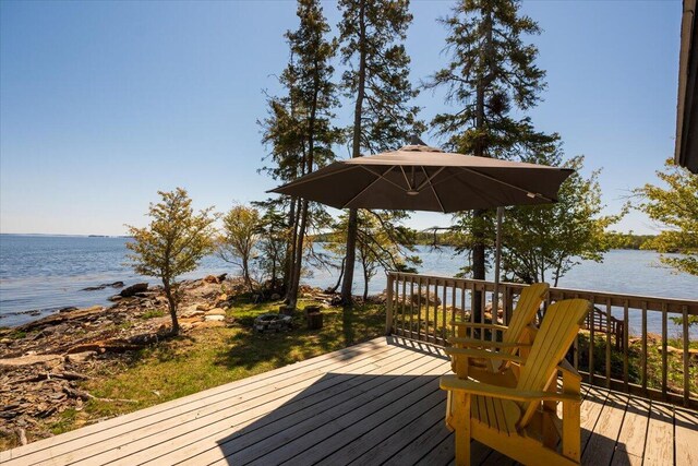 459 Main Rd, Islesboro, ME 04848 - wooden deck featuring a water view
