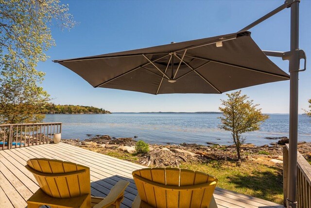 459 Main Rd, Islesboro, ME 04848 - wooden terrace with a water view