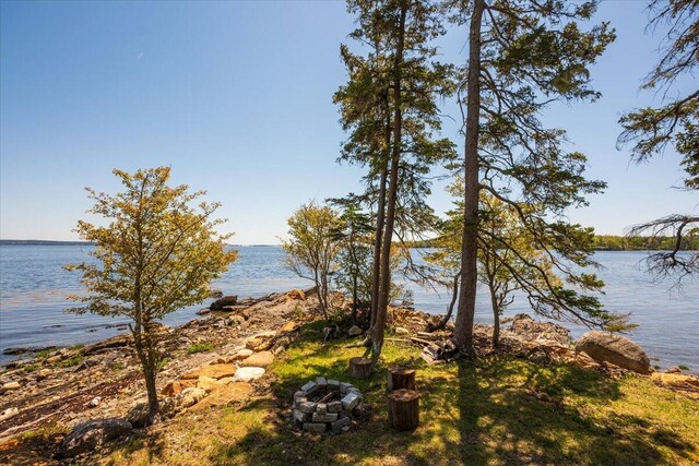 459 Main Rd, Islesboro, ME 04848 - water view featuring an outdoor fire pit