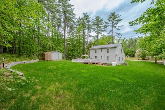 68 Lone Pine Rd, Waterboro, ME 04061 - view of green lawn featuring a wooden deck
