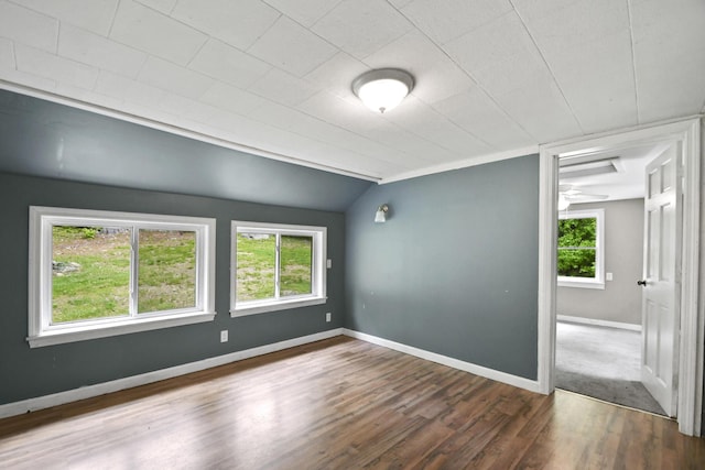 398 Hopper Rd, Acton, ME 04001 - spare room with wood finished floors, baseboards, and vaulted ceiling