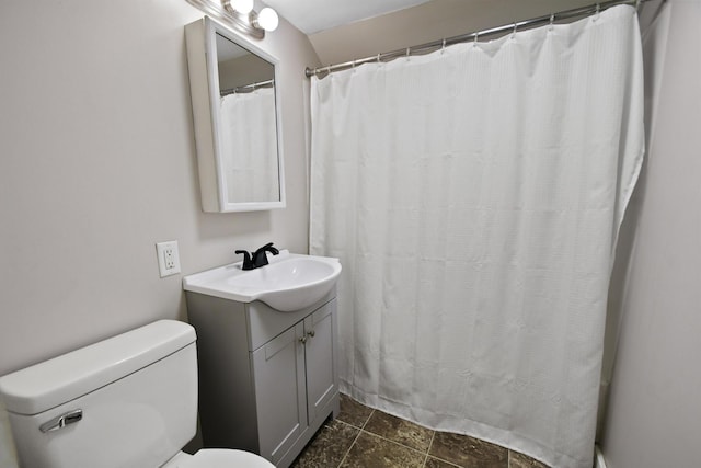 398 Hopper Rd, Acton, ME 04001 - bathroom with toilet, vanity, and a shower with curtain