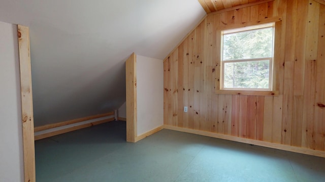 121 Loop Rd, Lincoln, ME 04457 - additional living space featuring lofted ceiling and wood walls