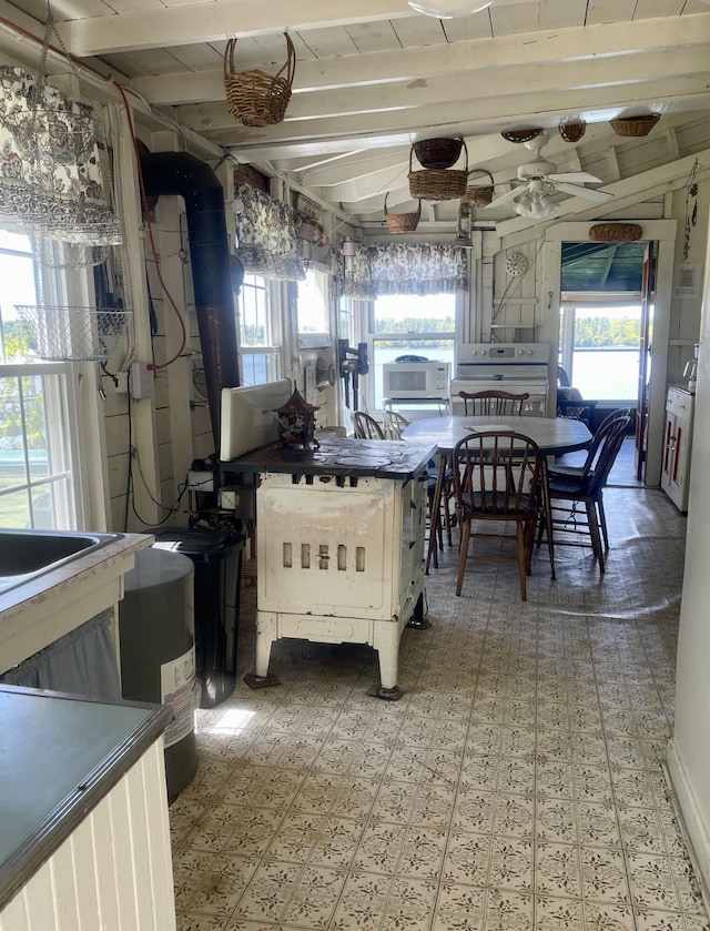 51 Rock Haven Dr, West Bath, ME 04530 - dining room with ceiling fan, light floors, and cooling unit