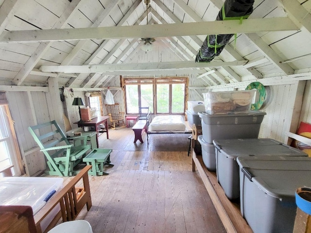 16 Mellen Ln, Wilton, ME 04294 - bedroom featuring hardwood / wood-style floors, wood walls, and wooden ceiling