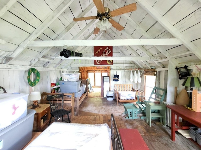 16 Mellen Ln, Wilton, ME 04294 - miscellaneous room featuring hardwood / wood-style flooring, healthy amount of natural light, a ceiling fan, wooden walls, and wooden ceiling