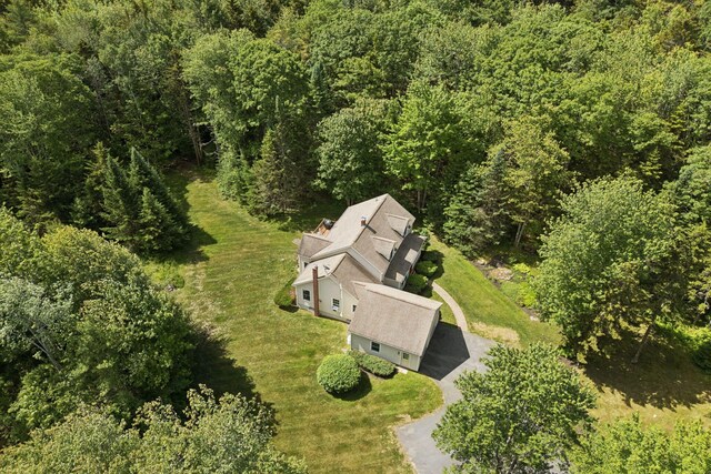 61 Crestview Ln, Brunswick, ME 04011 - view from above of property with a heavily wooded area