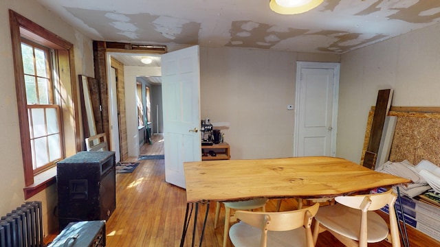 99 Kenduskeag Ave, Bangor, ME 04401 - dining room with radiator heating unit, light wood-style flooring, and a desk
