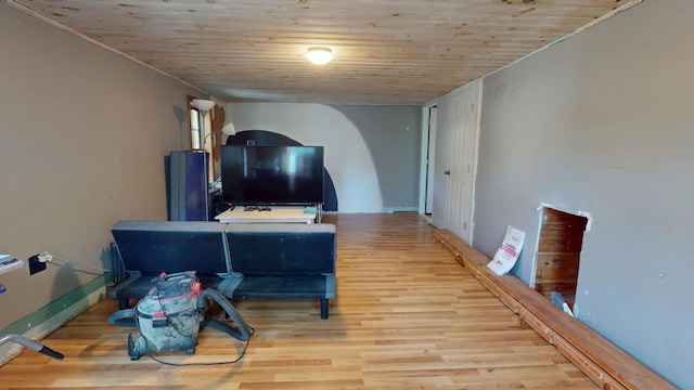 99 Kenduskeag Ave, Bangor, ME 04401 - living room featuring light wood-style floors and wood ceiling