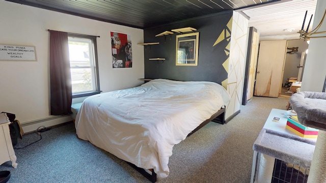 99 Kenduskeag Ave, Bangor, ME 04401 - carpeted bedroom featuring wood ceiling and baseboard heating