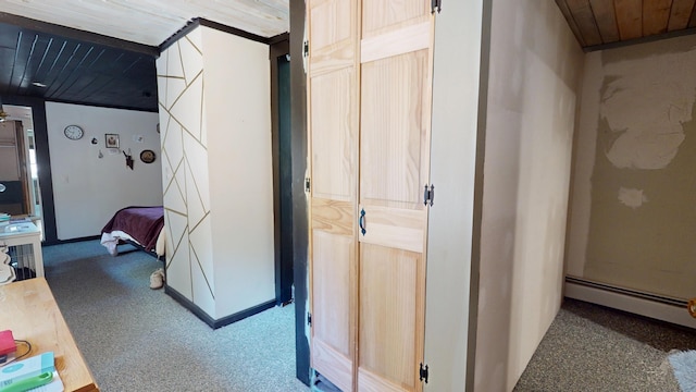 99 Kenduskeag Ave, Bangor, ME 04401 - hallway with carpet flooring, a baseboard heating unit, and baseboards