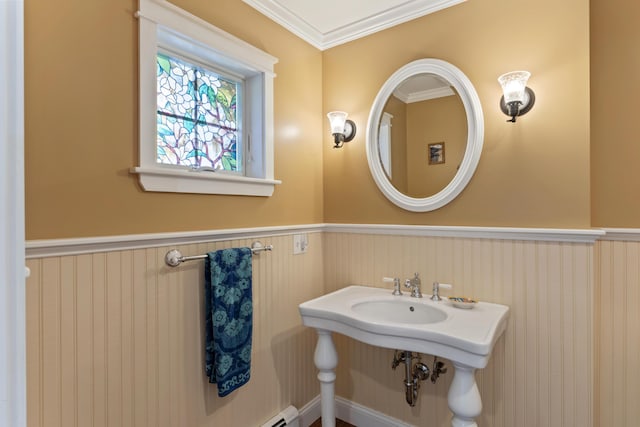 14 Merriconeag Ln, Harpswell, ME 04079 - bathroom featuring wainscoting and crown molding