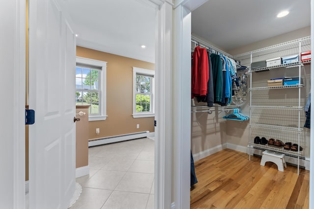 14 Merriconeag Ln, Harpswell, ME 04079 - walk in closet with baseboard heating and wood finished floors