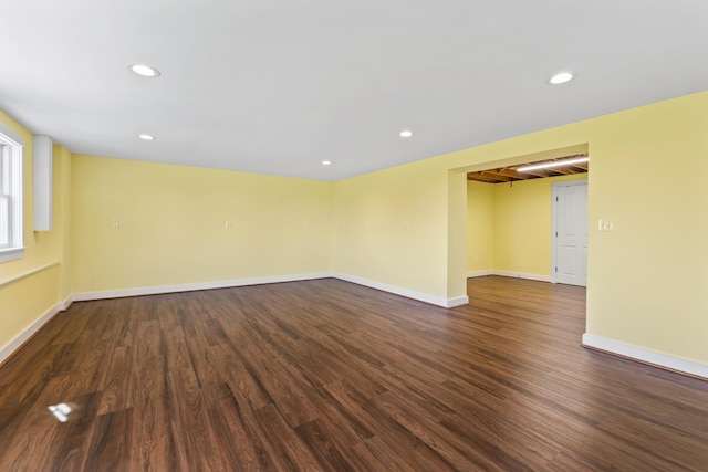 14 Merriconeag Ln, Harpswell, ME 04079 - empty room featuring dark wood finished floors, baseboards, and recessed lighting