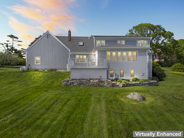 14 Merriconeag Ln, Harpswell, ME 04079 - rear view of house with a chimney and a yard