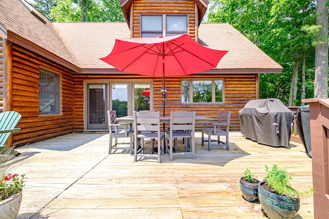 147 Sand Bar Rd, Windham, ME 04062 - deck featuring a grill and outdoor dining area