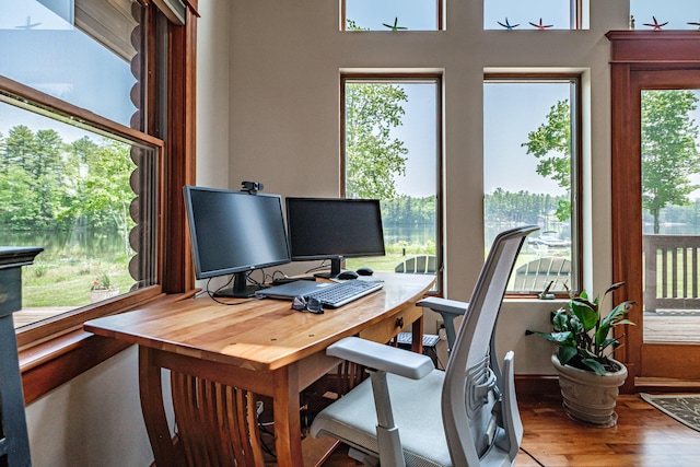 147 Sand Bar Rd, Windham, ME 04062 - office area with plenty of natural light and wood finished floors