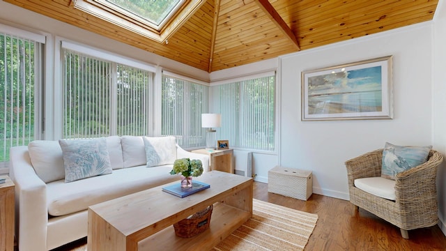 17 Cammock Rd Unit 17, Scarborough, ME 04074 - sunroom / solarium with lofted ceiling, plenty of natural light, a skylight, wood finished floors, and wooden ceiling