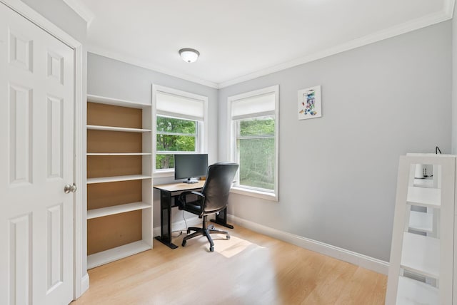 26 Serenity Ln, Topsham, ME 04086 - office space with crown molding, wood finished floors, and baseboards