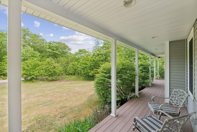 26 Serenity Ln, Topsham, ME 04086 - wooden porch featuring a yard