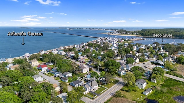 27 Seaside Ave, Saco, ME 04072 - aerial view of property's location featuring a nearby body of water and nearby suburban area